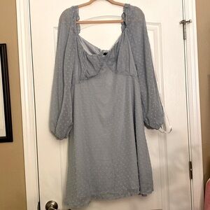 Off the shoulder Powder Blue Long Sleeve Dress